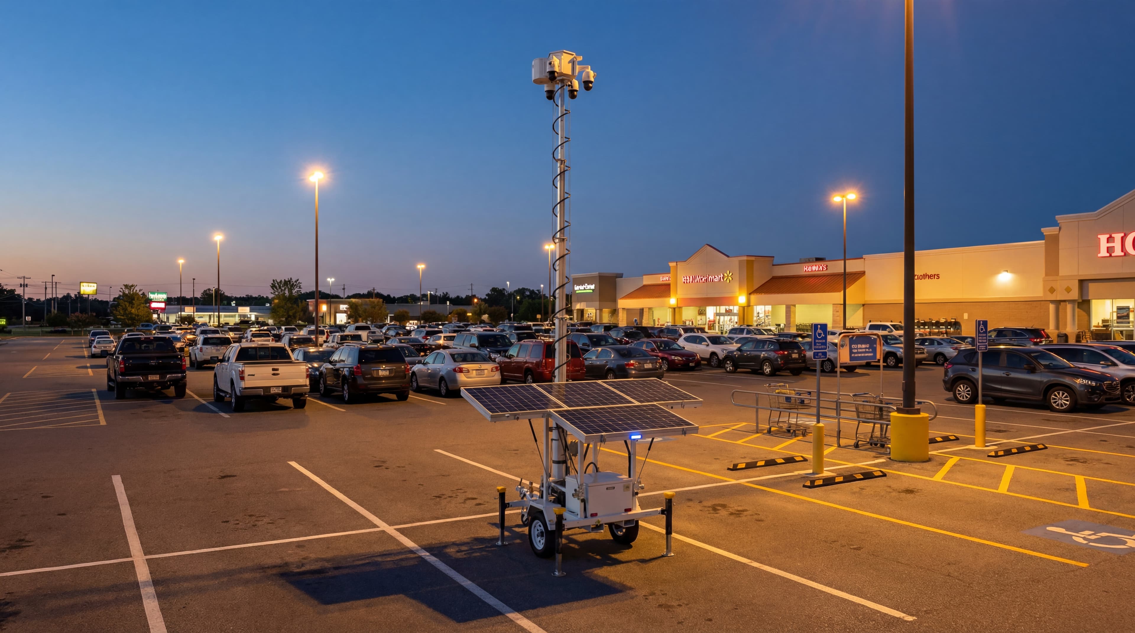 Solar security camera at retail location